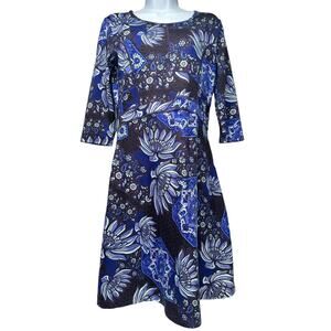 Title Nine Womens Small Dress Floral Fit and Flare 3/4 Sleeve Pocket Activewear